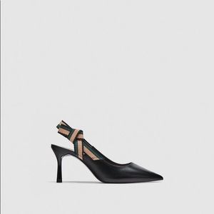 COPY - ZARA LEATHER SLINGBACK SHOES WITH RIBBON DETAIL